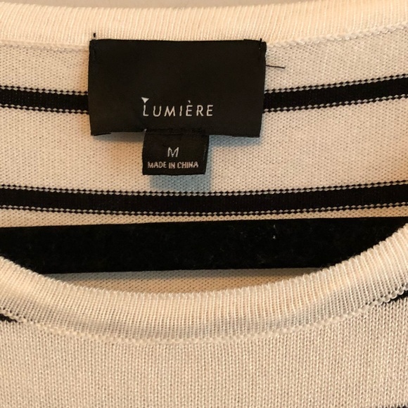 Lumiere Stripped Short Sleeves Sweater Dress - Picture 2 of 6